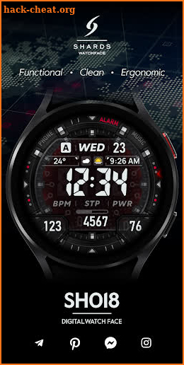 SH018 Watch Face, WearOS watch screenshot