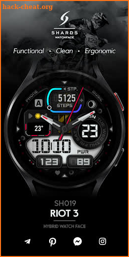 SH019 Watch Face, WearOS watch screenshot