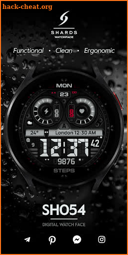 SH054 Watch Face, WearOS watch screenshot