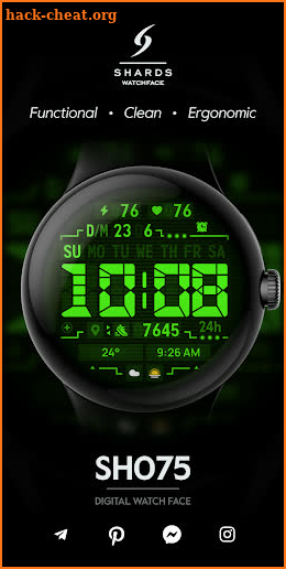 SH075 Watch Face, WearOS watch screenshot