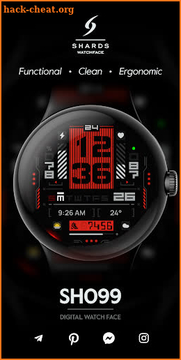 SH099 Watch Face, WearOS watch screenshot