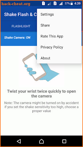 Shake Flashlight & Camera screenshot