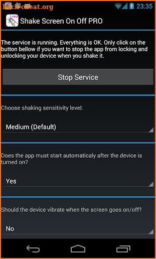 Shake Screen On Off PRO screenshot