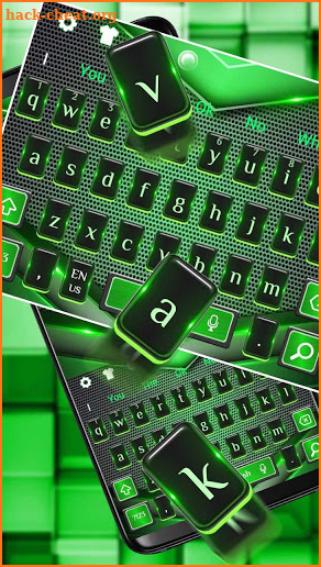 Shiny Black Green Metallic Keyboard Theme screenshot