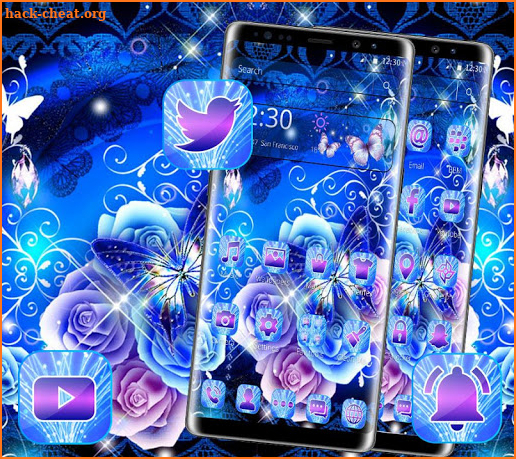 Shiny Blue Butterfly Theme screenshot