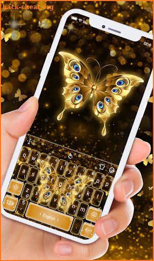 Shiny Golden Glitter Butterfly Keyboard screenshot