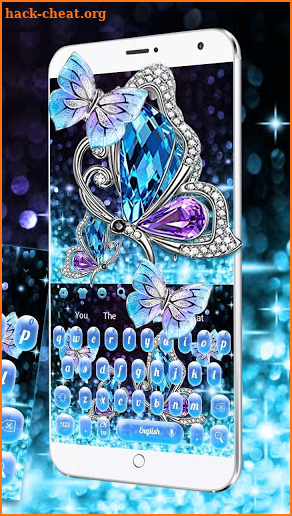 Shiny Luxury Diamond Butterfly Blue Keyboard screenshot