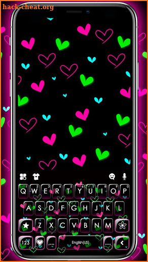 Shiny Neon Hearts Keyboard Theme screenshot