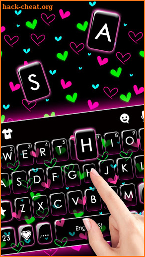 Shiny Neon Hearts Keyboard Theme screenshot