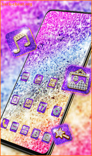 Shiny theme of purple crystal diamonds 2019 screenshot