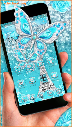 Shiny Turquoise Diamond Butterfly Theme screenshot