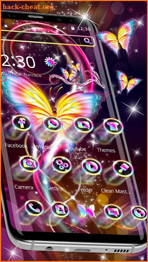 Shiny Yellow Neon Butterfly Theme screenshot