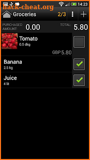 Shopping list license screenshot