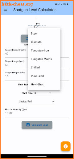 Shotgun Lead Calculator screenshot