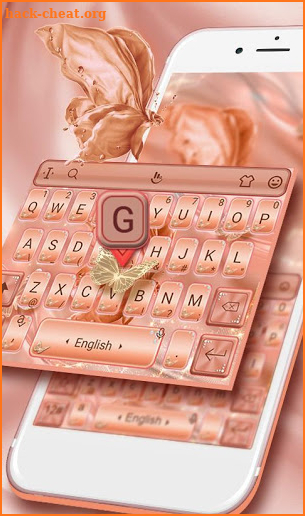 Silk Rose Gold Butterfly Keyboard Theme screenshot