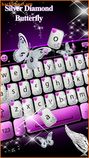 Silver Diamond Butterfly Keyboard Theme screenshot