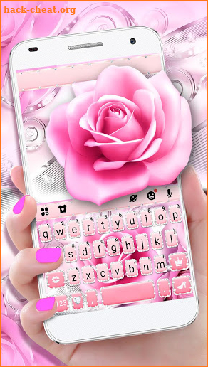 Silver Pink Rose Keyboard Theme screenshot