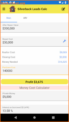 Silverback Leads - Fix-it Flip-it Calculator screenshot