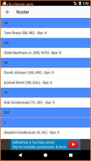 Simple Fantasy Football Cheat Sheet screenshot