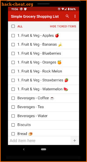 Simple Grocery Shopping List screenshot