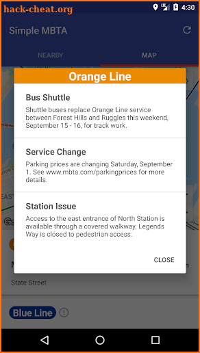 Simple MBTA screenshot