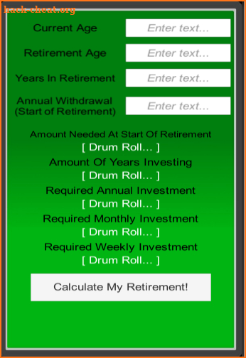 Simple Retirement Calculator screenshot