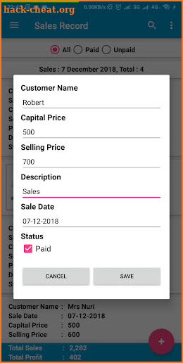 Simple Sales Record screenshot