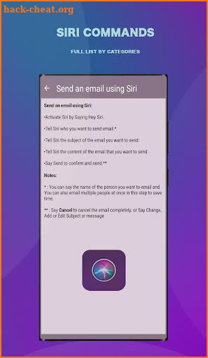 Siri commands screenshot