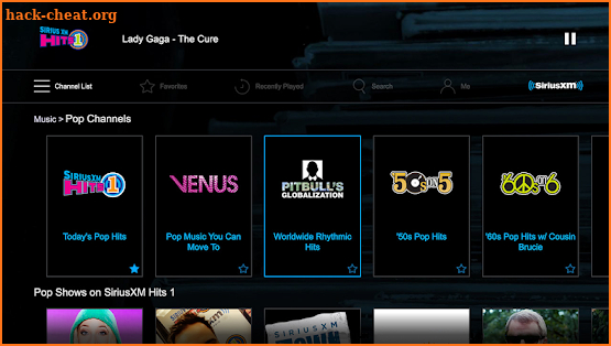 SiriusXM for Android TV screenshot