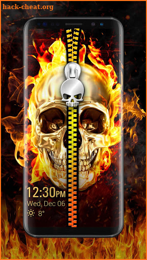 Skull & zipper style lock screen screenshot