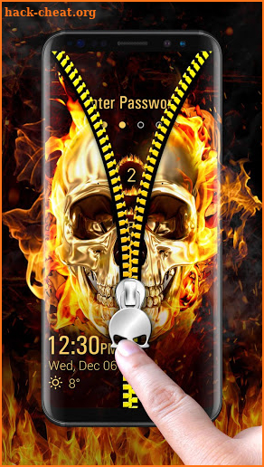 Skull & zipper style lock screen screenshot