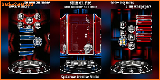 Skull On Fire 3D Next Launcher theme screenshot