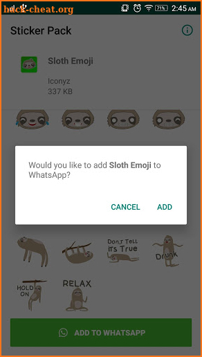 Sloth Sticker for WhatsApp screenshot