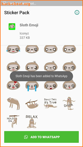 Sloth Sticker for WhatsApp screenshot