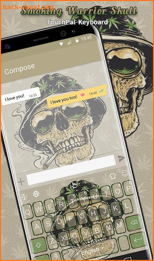 Smoking Warrior Skull Weed Keyboard Theme screenshot