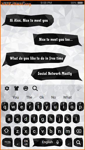 SMS Black and White Crystal Keyboard screenshot