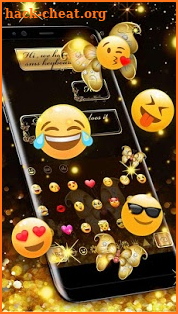 SMS Gold Butterfly Shining Keyboard Theme screenshot