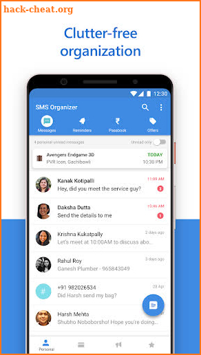 SMS Organizer - Clean, Reminders, Offers & Backup screenshot