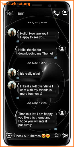 SMS Theme Sphere Black - chat text message dark screenshot