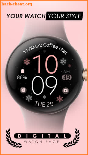 Snowflakes pink watch face screenshot