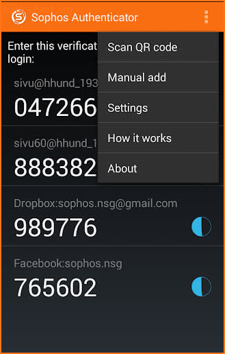 Sophos Authenticator screenshot