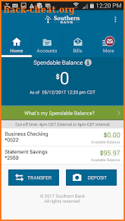 Southern Bank screenshot