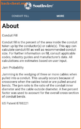 Southwire® Conduit Fill Calc screenshot