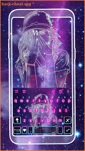 Space Girl Galaxy Keyboard Background screenshot