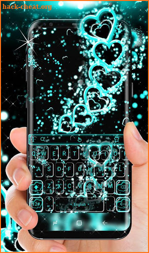 Sparkling Cyan Heart Keyboard Theme screenshot