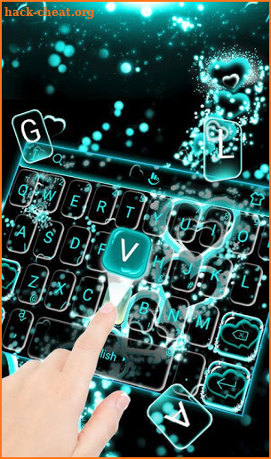 Sparkling Cyan Heart Keyboard Theme screenshot