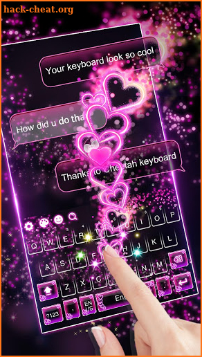 Sparkling Neon Heart keyboard theme screenshot