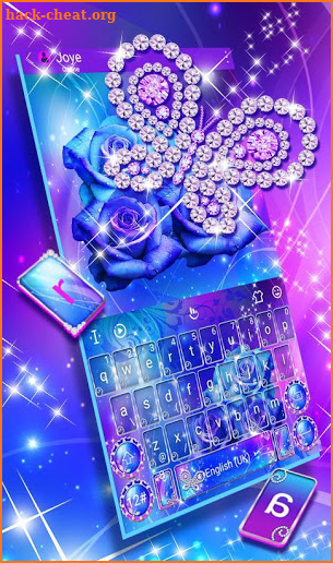 Sparkling Rose Butterfly Keyboard Theme screenshot