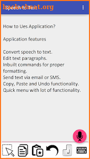 Speech to text screenshot