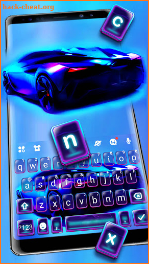 Sports Car Neon Keyboard Background screenshot